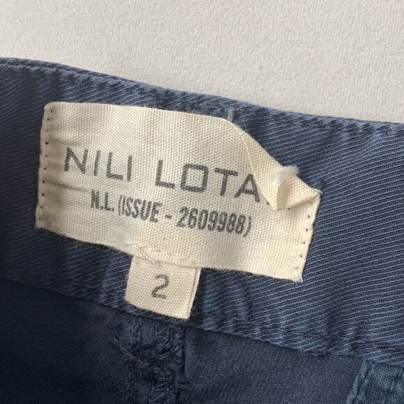 Nili Lotan Women Ankle Pant Size 2 Blue Cotton Blend Low Rise Raw Hem 26 - Picture 4 of 9